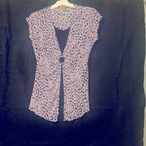 Lavender White will Black Blouse